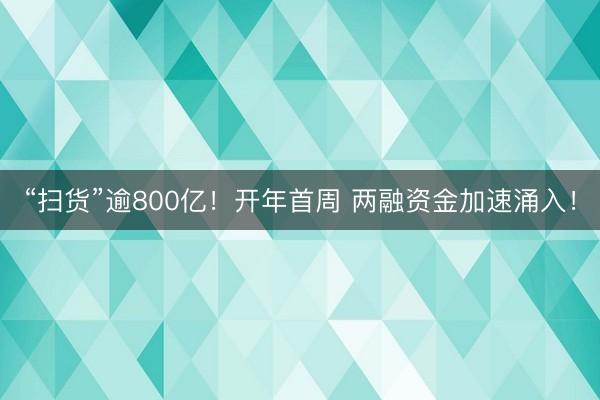 “扫货”逾800亿！开年首周 两融资金加速涌入！