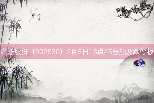 名雕股份（002830）2月5日13点45分触及跌停板