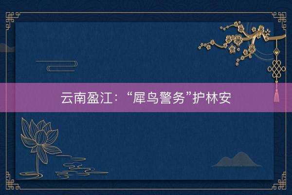 云南盈江：“犀鸟警务”护林安