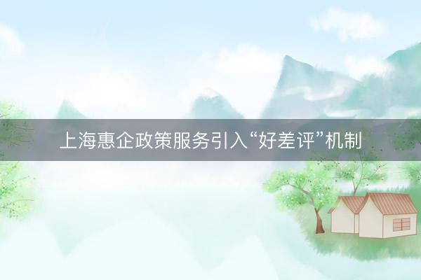 上海惠企政策服务引入“好差评”机制