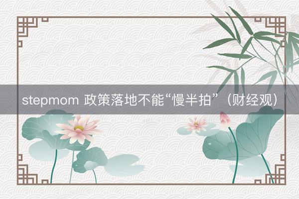 stepmom 政策落地不能“慢半拍”（财经观）
