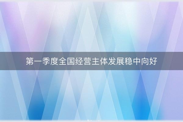 第一季度全国经营主体发展稳中向好