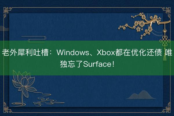 老外犀利吐槽：Windows、Xbox都在优化还债 唯独忘了Surface！