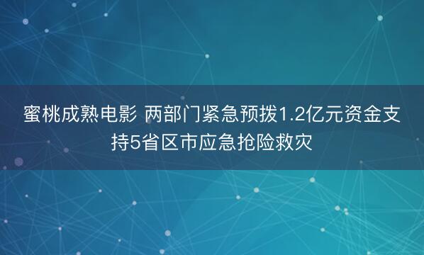 蜜桃成熟电影 两部门紧急预拨1.2亿元资金支持5省区市应急抢险救灾