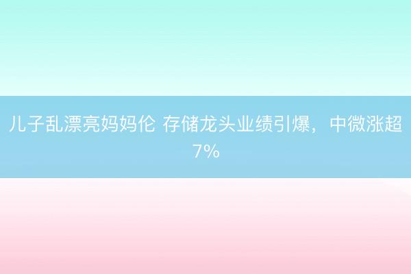 儿子乱漂亮妈妈伦 存储龙头业绩引爆，中微涨超7%