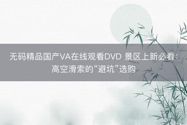 无码精品国产VA在线观看DVD 景区上新必看：高空滑索的“避坑”选购
