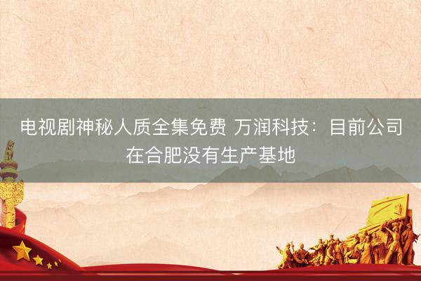 电视剧神秘人质全集免费 万润科技：目前公司在合肥没有生产基地