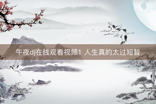 午夜dj在线观看视频1 人生真的太过短暂