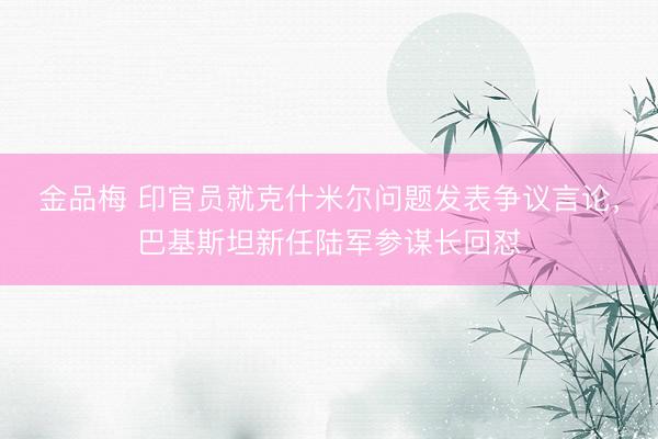金品梅 印官员就克什米尔问题发表争议言论，巴基斯坦新任陆军参谋长回怼