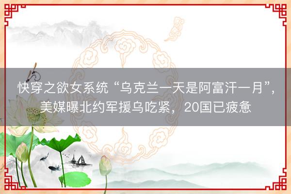 快穿之欲女系统 “乌克兰一天是阿富汗一月”，美媒曝北约军援乌吃紧，20国已疲惫