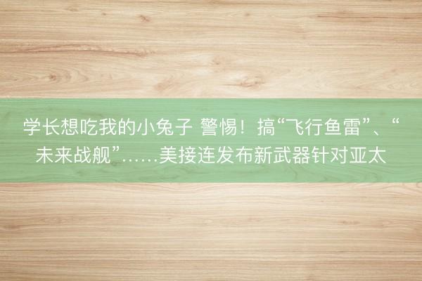 学长想吃我的小兔子 警惕！搞“飞行鱼雷”、“未来战舰”……美接连发布新武器针对亚太