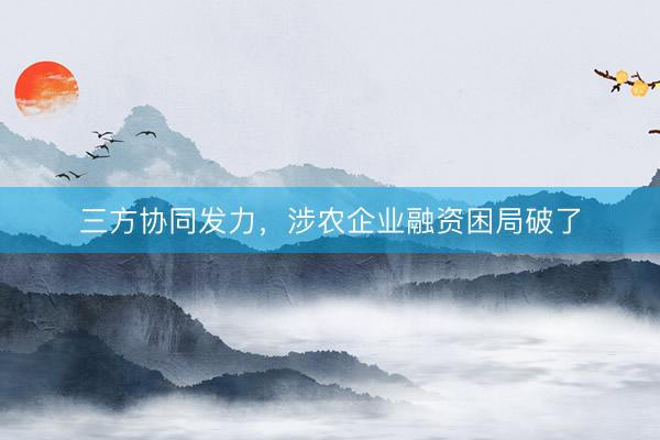 三方协同发力，涉农企业融资困局破了