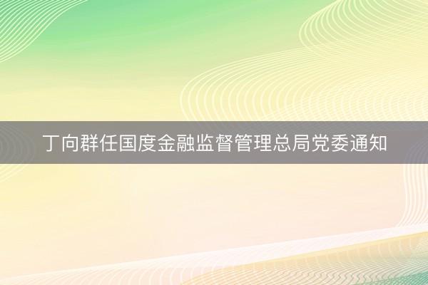 丁向群任国度金融监督管理总局党委通知