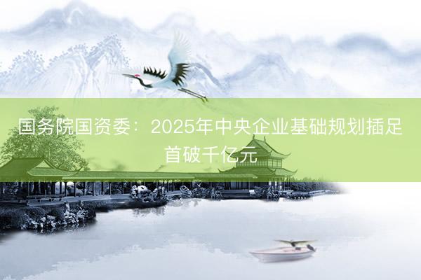 国务院国资委：2025年中央企业基础规划插足首破千亿元