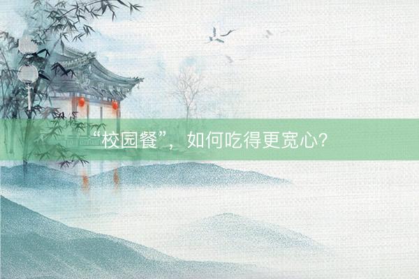 “校园餐”，如何吃得更宽心？