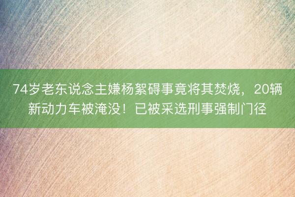 74岁老东说念主嫌杨絮碍事竟将其焚烧，20辆新动力车被淹没！已被采选刑事强制门径