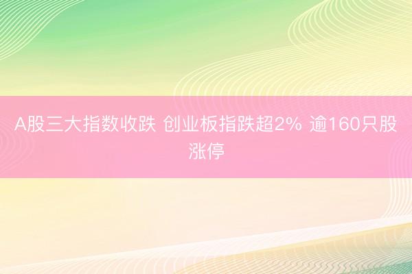 A股三大指数收跌 创业板指跌超2% 逾160只股涨停