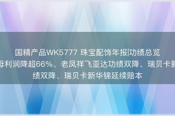 国精产品WK5777 珠宝配饰年报|功绩总览：中国黄金归母利润降超66%、老凤祥飞亚达功绩双降、瑞贝卡新华锦延续赔本