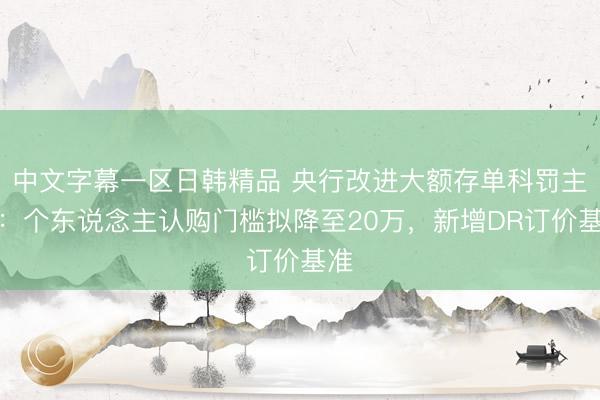 中文字幕一区日韩精品 央行改进大额存单科罚主见：个东说念主认购门槛拟降至20万，新增DR订价基准