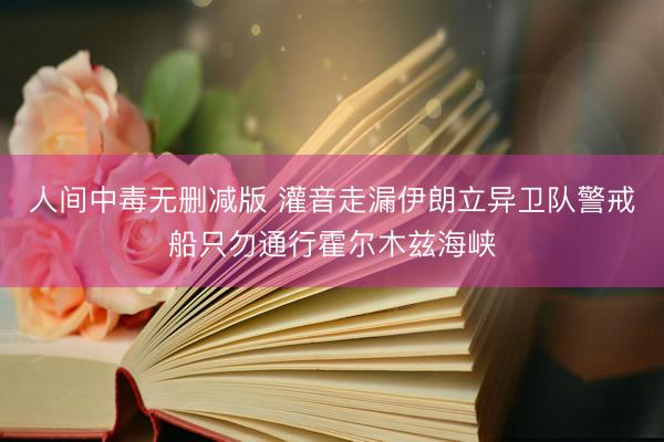 人间中毒无删减版 灌音走漏伊朗立异卫队警戒船只勿通行霍尔木兹海峡
