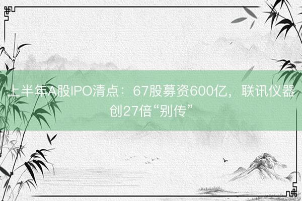 上半年A股IPO清点:67股募资600亿,联讯仪器创27倍“别传”