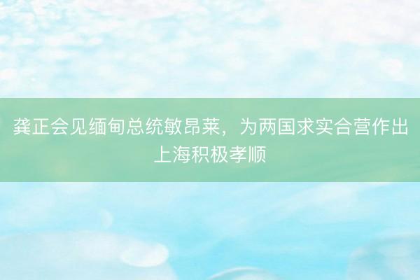 龚正会见缅甸总统敏昂莱，为两国求实合营作出上海积极孝顺